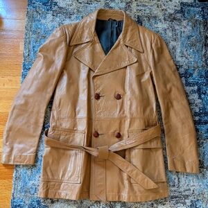 William Barry Kirks suedelife leather jacket 42 USA Vtg 60s Double-breasted Belt